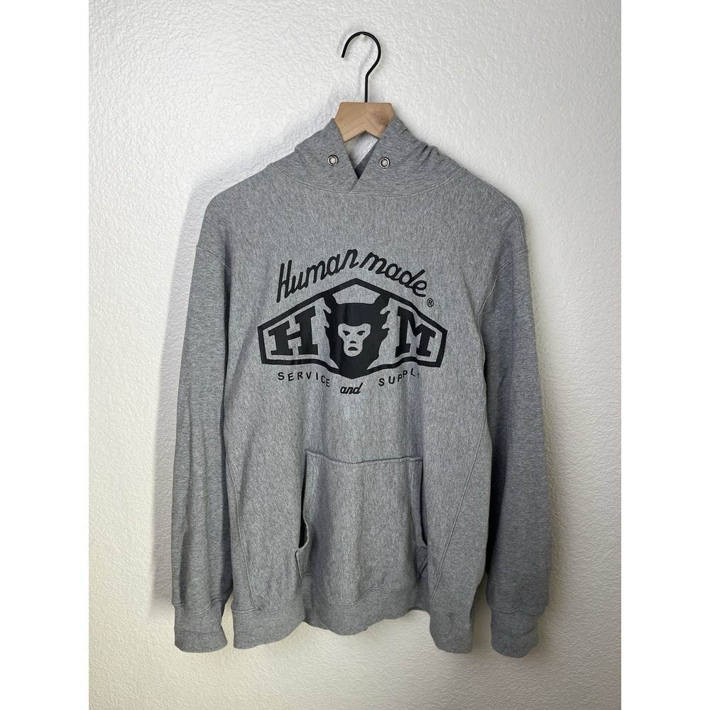 Human Made Service And Supply Pullover Hoodie‎ Mens Size Large Gray Japan Rare